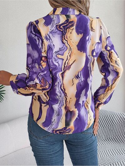 Printed Button Up Long Sleeve Shirt - Charming Charlie