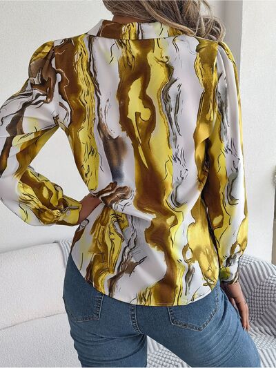 Printed Button Up Long Sleeve Shirt - Charming Charlie