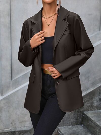 Pocketed Button Up Collared Neck Blazer - Charming Charlie