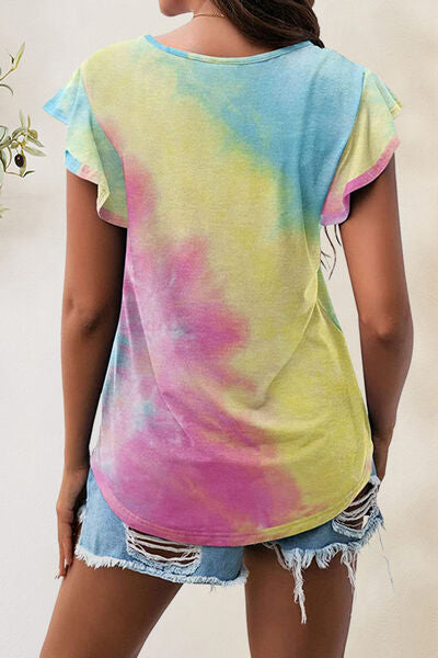 Printed Round Neck Short Sleeve T-Shirt - Charming Charlie