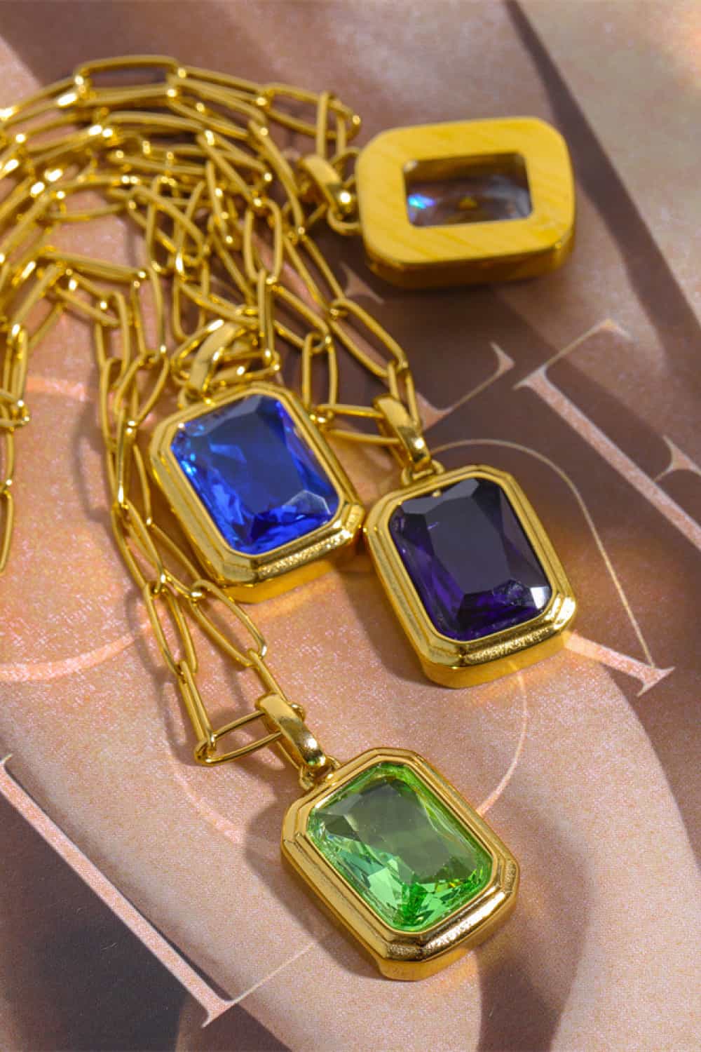 Zircon 18K Gold-Plated Geometrical Shape Pendant Necklace - Charming Charlie