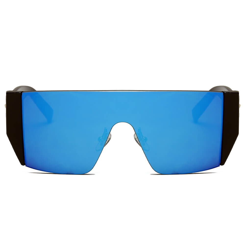 MABLETON | S3001 - Women Retro Flat Top Lens Square Shield Wrap Around Sunglasses - Cramilo Eyewear - Stylish Trendy Affordable Sunglasses Clear Glasses Eye Wear Fashion