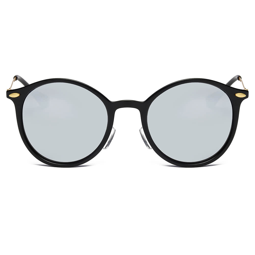 DEWITT | D32 - Retro Horn Rimmed Keyhole Bridge Round Sunglasses Circle - Cramilo Eyewear - Stylish Trendy Affordable Sunglasses Clear Glasses Eye Wear Fashion