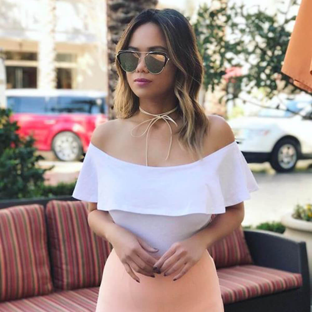 GALVESTON | CD11 - Women's Brow Bar Mirrored Lens Cat Eye Sunglasses - Cramilo Eyewear - Stylish Trendy Affordable Sunglasses Clear Glasses Eye Wear Fashion