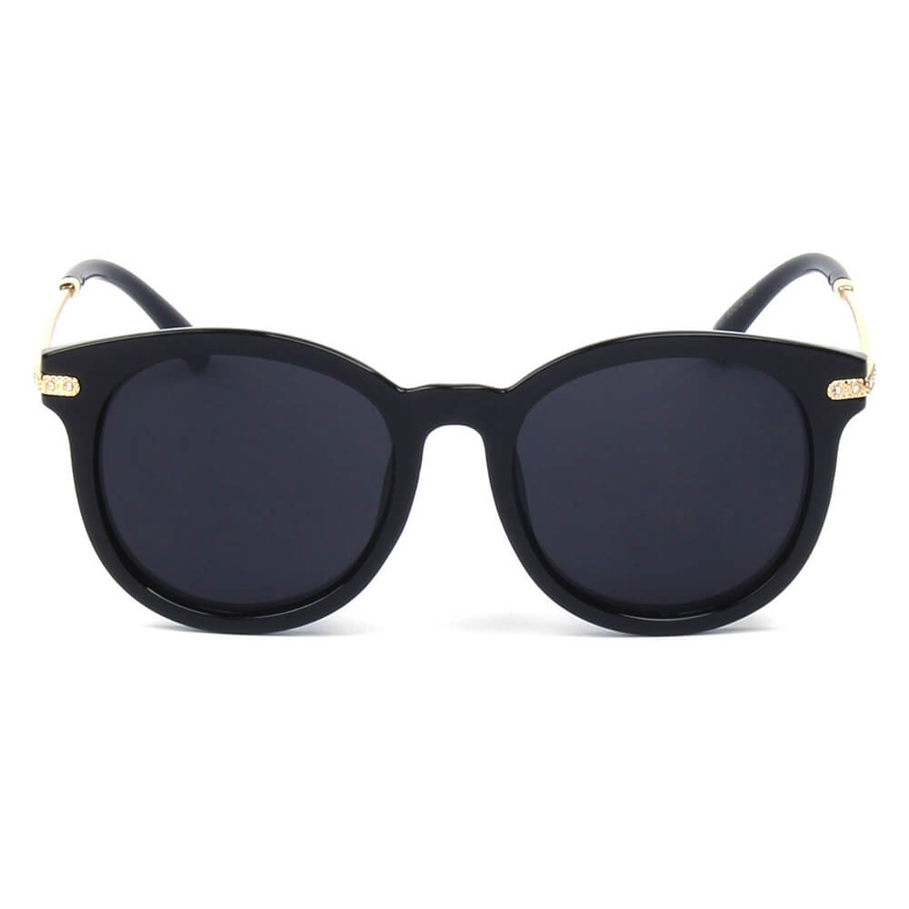 BRUSSELS | 289 - Round P3 Horn Rimmed Sunglasses with Embossed Hinges - Cramilo Eyewear - Stylish Trendy Affordable Sunglasses Clear Glasses Eye Wear Fashion