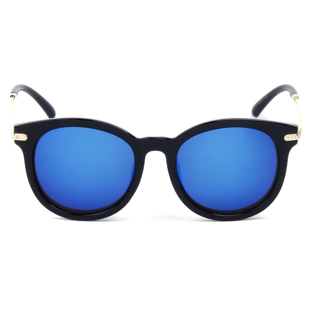 BRUSSELS | 289 - Round P3 Horn Rimmed Sunglasses with Embossed Hinges - Cramilo Eyewear - Stylish Trendy Affordable Sunglasses Clear Glasses Eye Wear Fashion