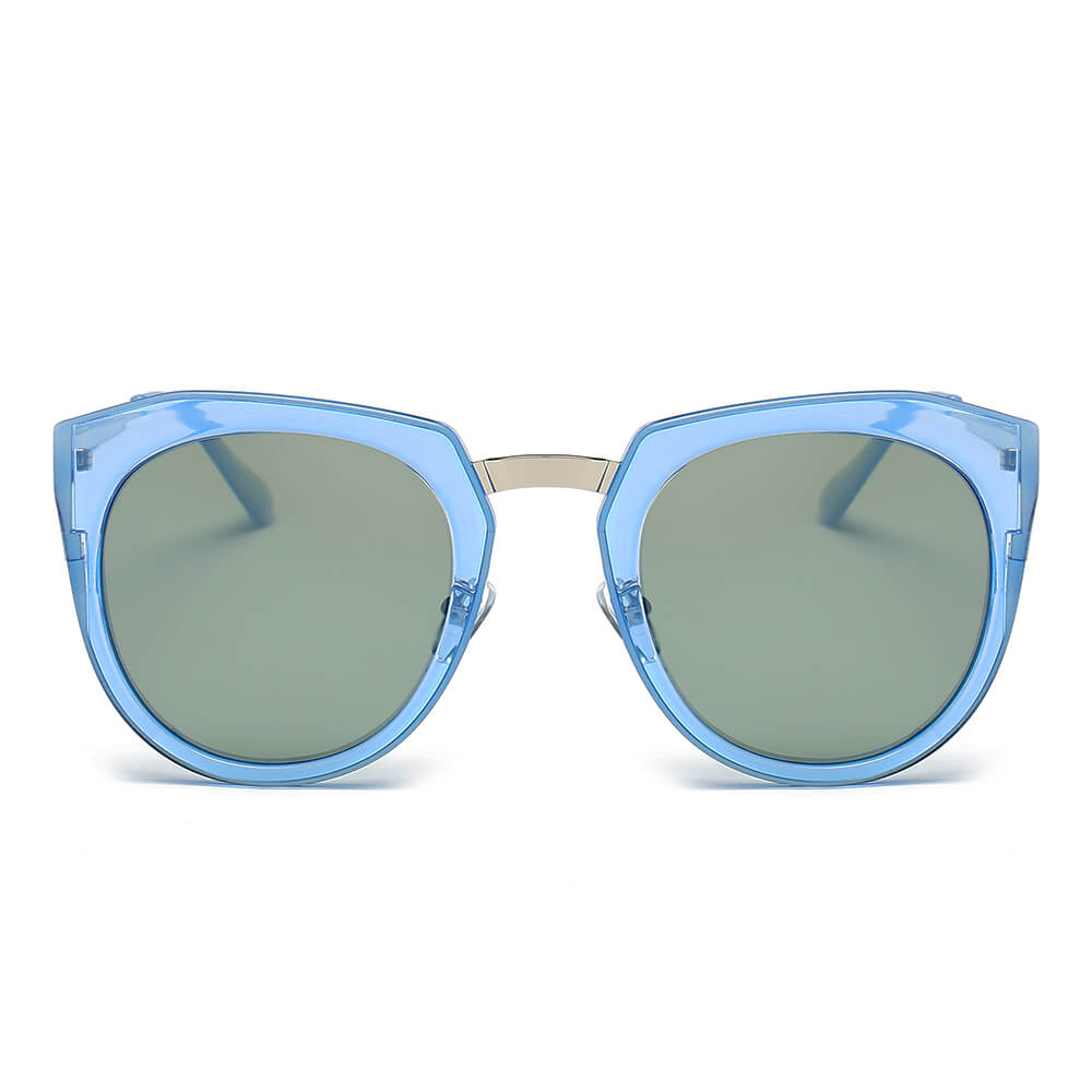 FERNDALE | CA12 - Mirrored Polarized Lens Oversize Cat Eye Sunglasses - Cramilo Eyewear - Stylish Trendy Affordable Sunglasses Clear Glasses Eye Wear Fashion