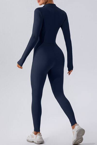 Half Zip Mock Neck Active Jumpsuit - Charming Charlie