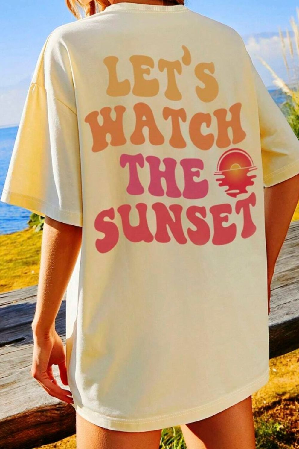 LET'S WATCH THE SUNSET Round Neck T-Shirt – Charming Charlie