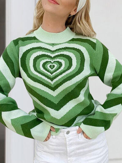 Heart Mock Neck Long Sleeve Sweater - Charming Charlie