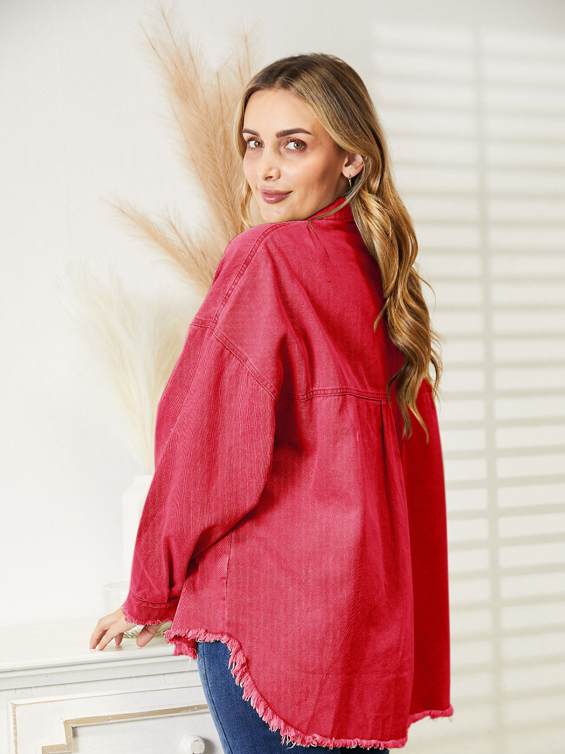Distressed Raw Hem Denim Jacket - Charming Charlie