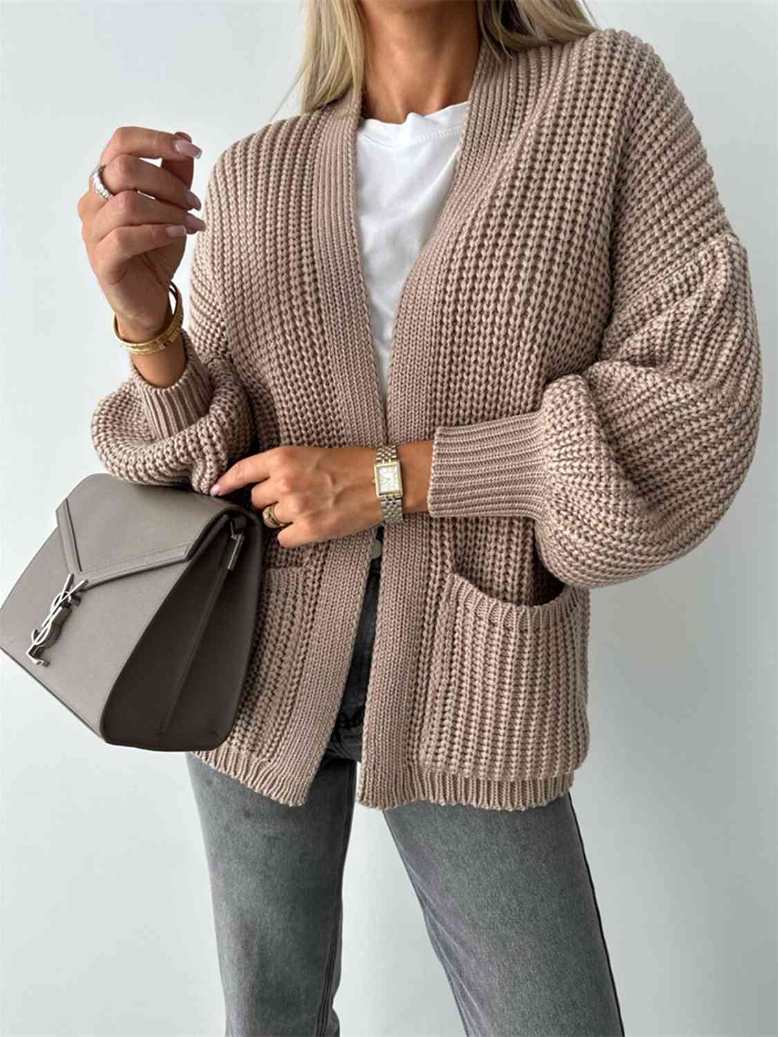 Open Front Dropped Shoulder Cardigan - Charming Charlie