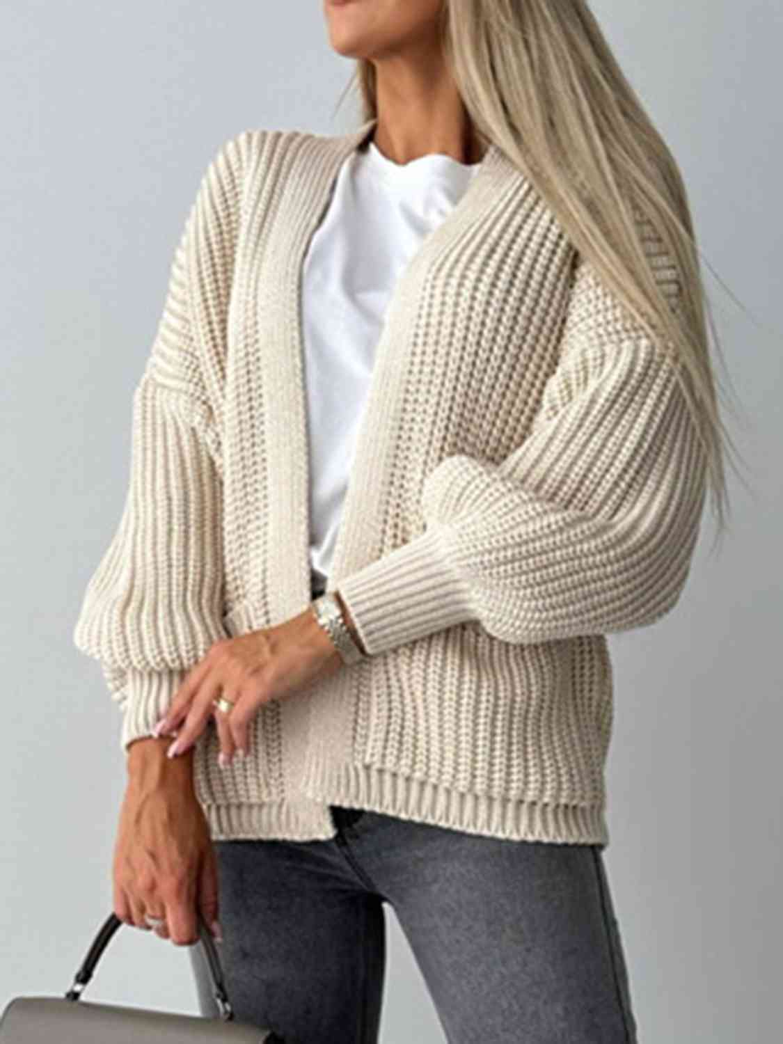Open Front Dropped Shoulder Cardigan - Charming Charlie
