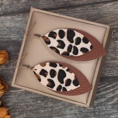 Leaf Shape Leather Dangle Earrings - Charming Charlie