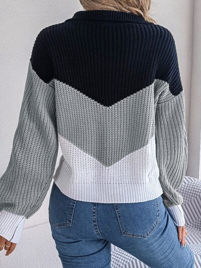 Color Block Dropped Shoulder Sweater - Charming Charlie