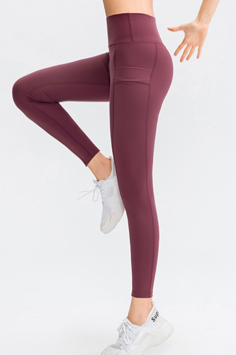 Wide Waistband Slim Fit Long Sports Pants with Pocket - Charming Charlie