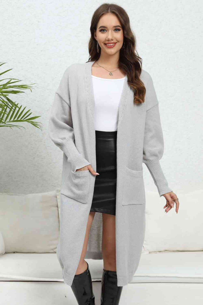 Stripe Drop Shoulder Open Front Long Cardigan main image 0