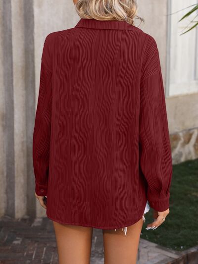 Button Up Dropped Shoulder Shirt - Charming Charlie