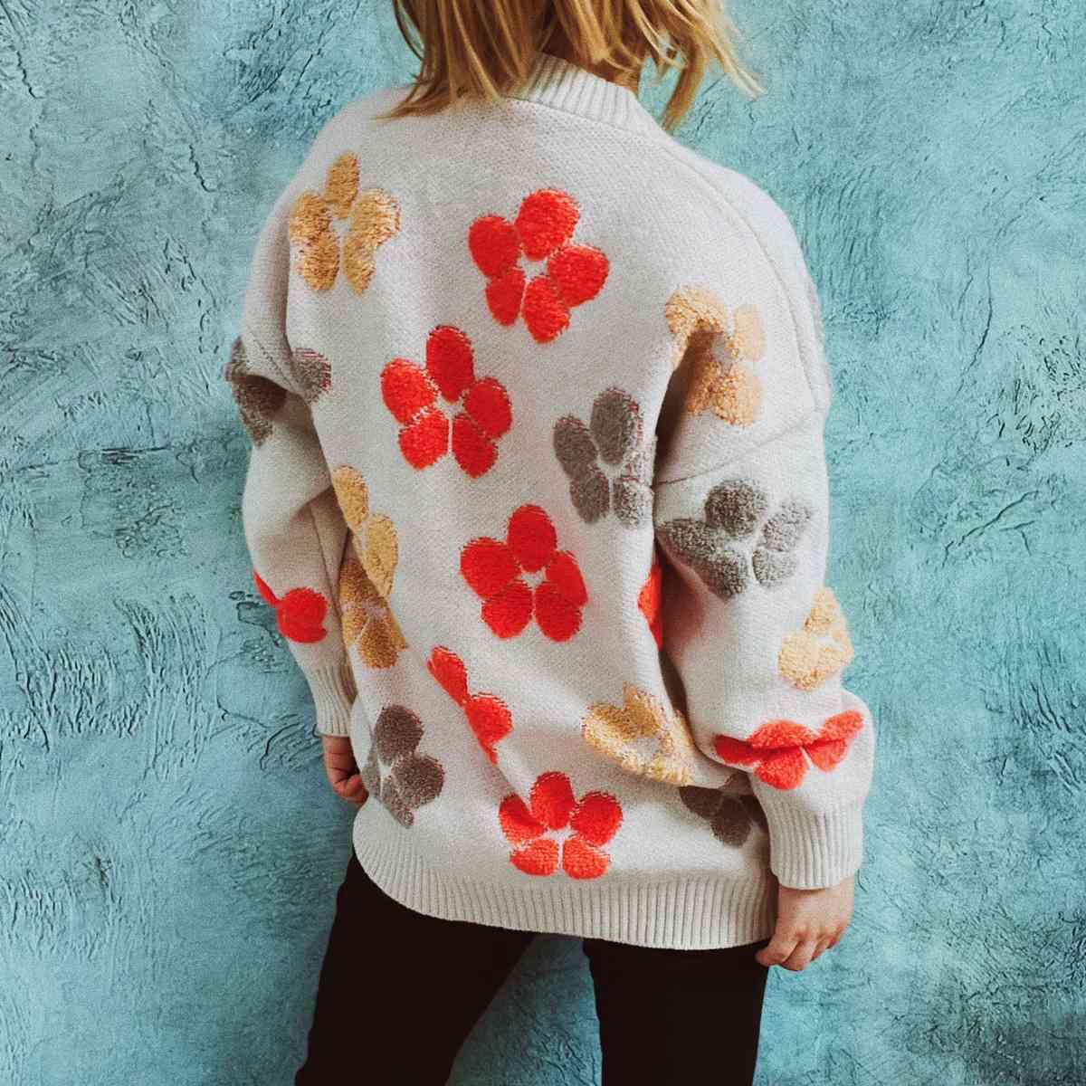 Floral V-Neck Button Up Cardigan with Pockets - Charming Charlie