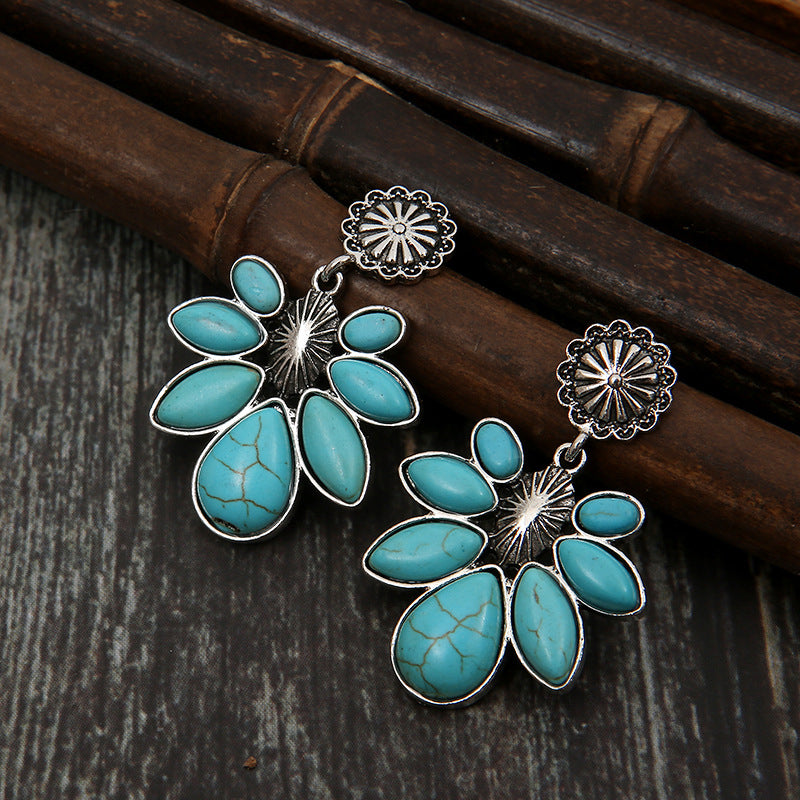 Artificial Turquoise Flower Earrings - Charming Charlie