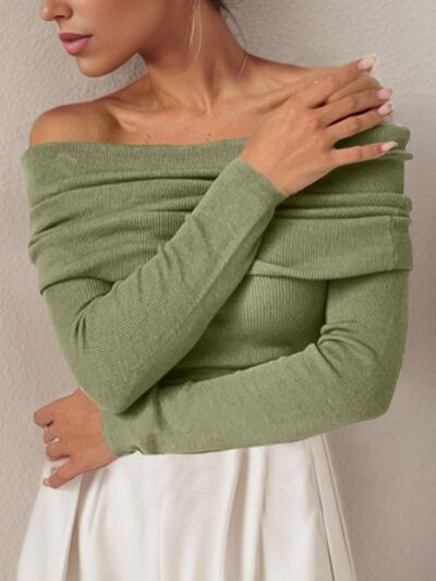 Off-Shoulder Long Sleeve Sweater - Charming Charlie