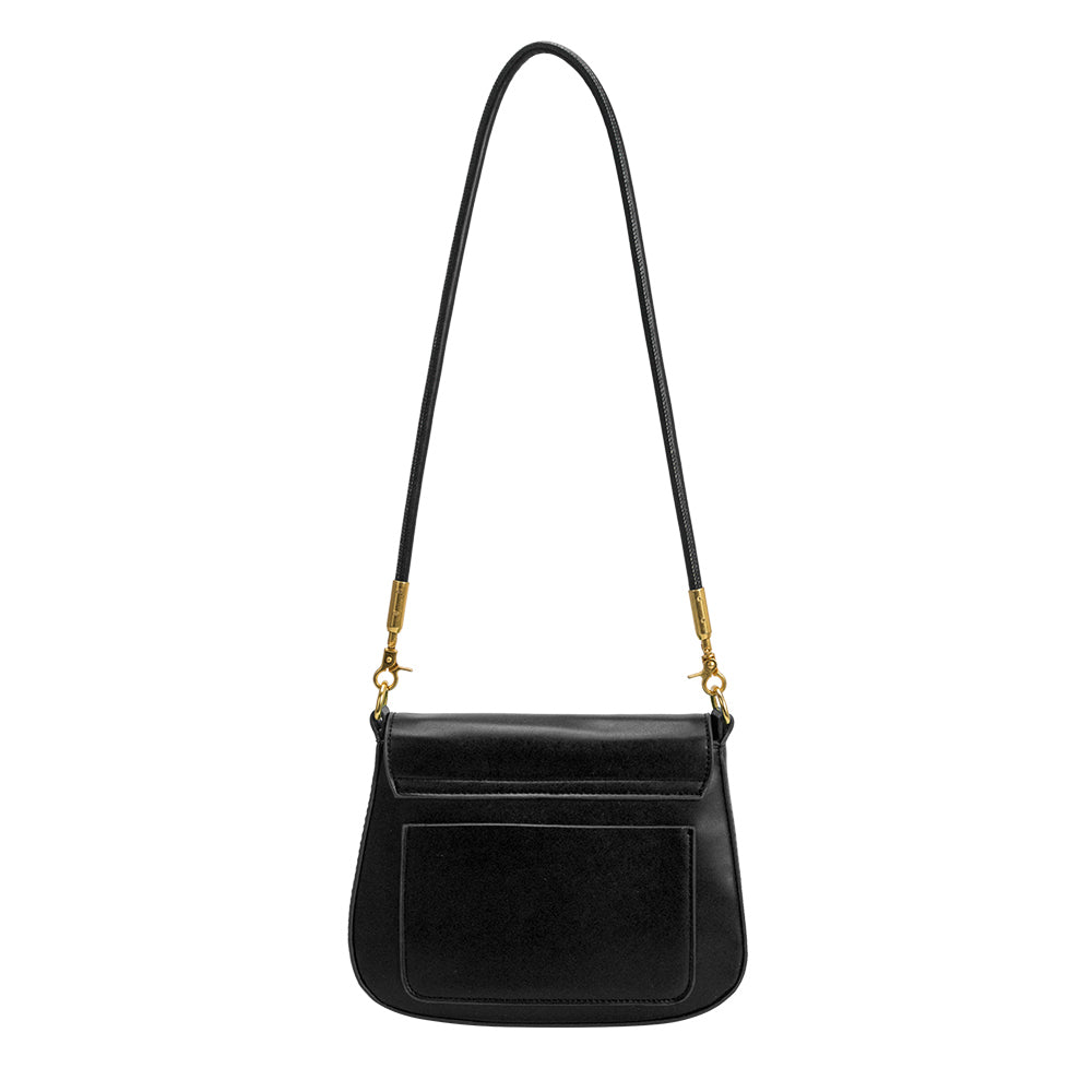 Melie Bianco Luxury Vegan Leather Patricia Small Shoulder Bag in Black