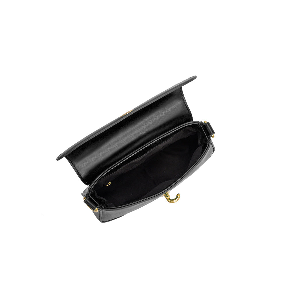 Melie Bianco Luxury Vegan Leather Patricia Small Shoulder Bag in Black
