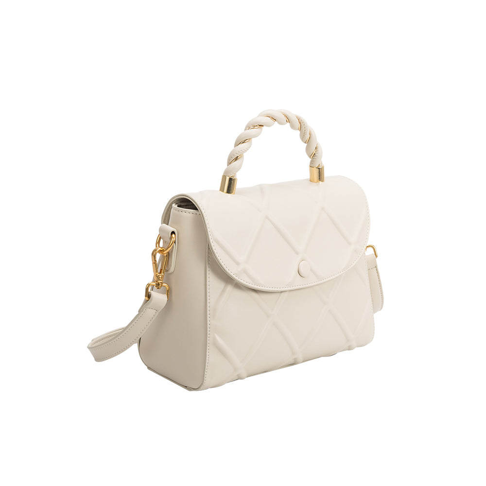 Melie Bianco Recycled Vegan Leather Ruby Medium Top Handle Bag in Ivory