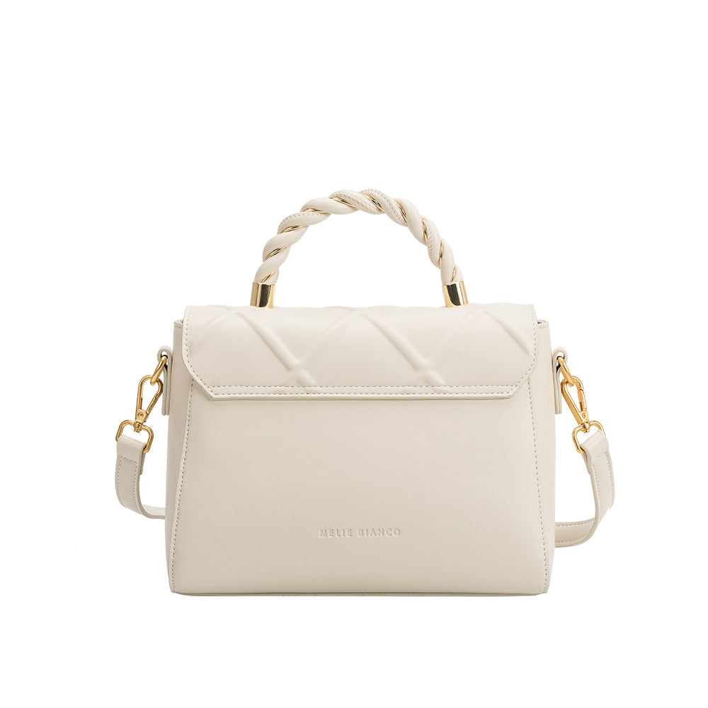 Melie Bianco Recycled Vegan Leather Ruby Medium Top Handle Bag in Ivory