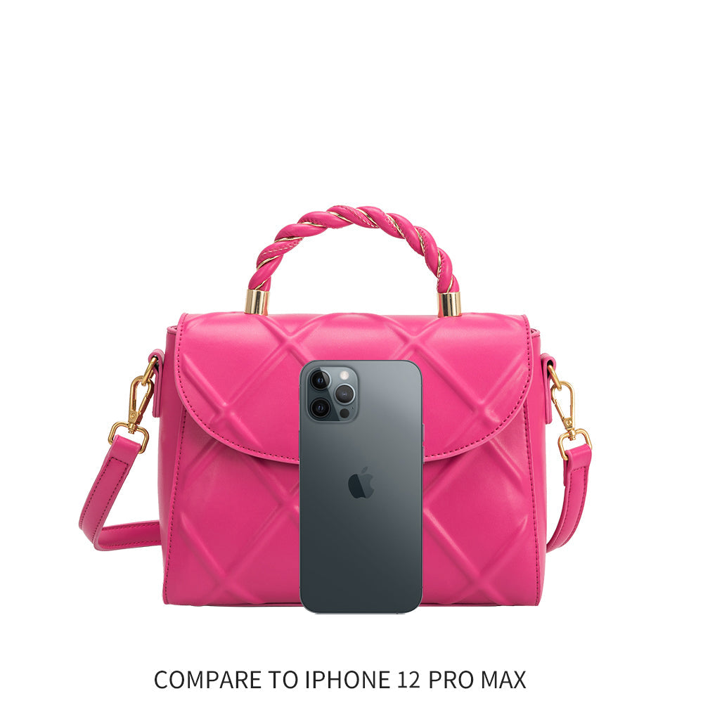 Melie Bianco Recycled Vegan Leather Ruby Medium Top Handle Bag in Pink