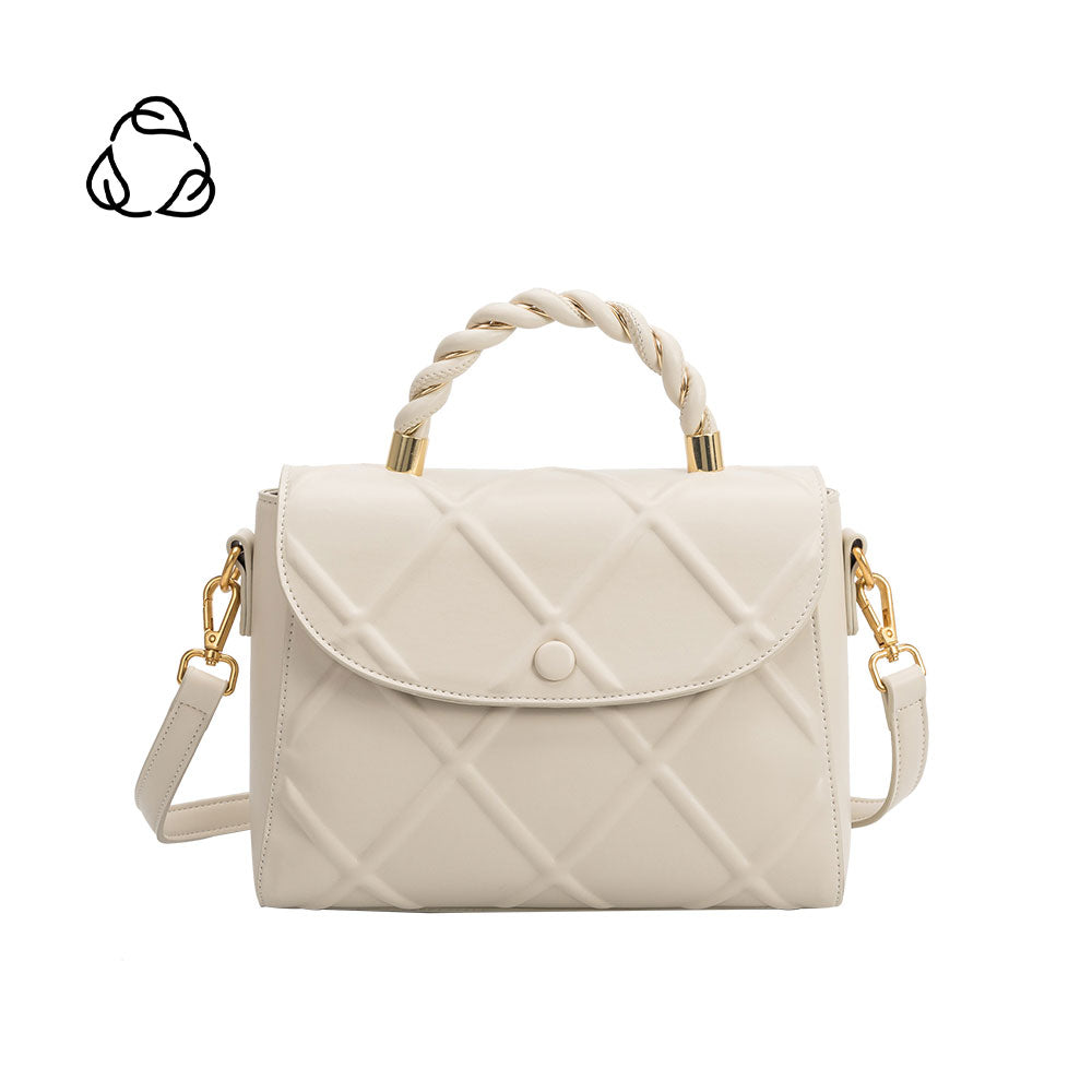 Melie Bianco Recycled Vegan Leather Ruby Medium Top Handle Bag in Ivory