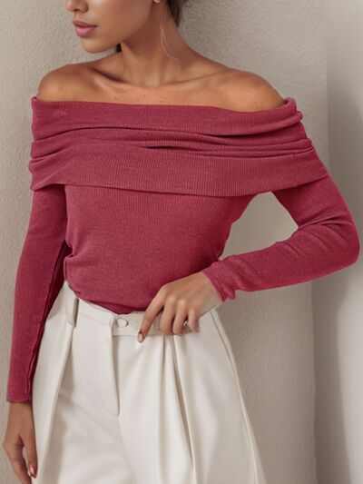 Off-Shoulder Long Sleeve Sweater - Charming Charlie