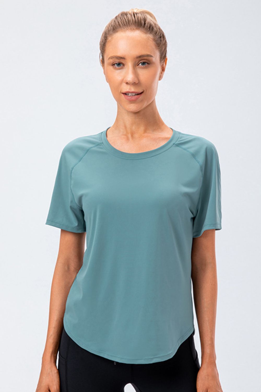 Round Neck Raglan Sleeve Active Tee - Charming Charlie