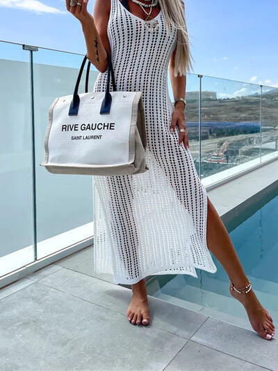 Openwork Slit Cutout Wide Strap Dress - Charming Charlie
