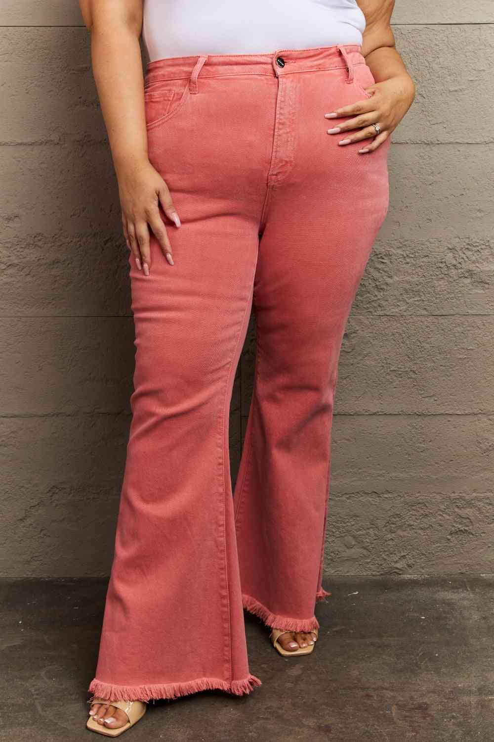 RISEN Bailey Full Size High Waist Side Slit Flare Jeans - Charming Charlie