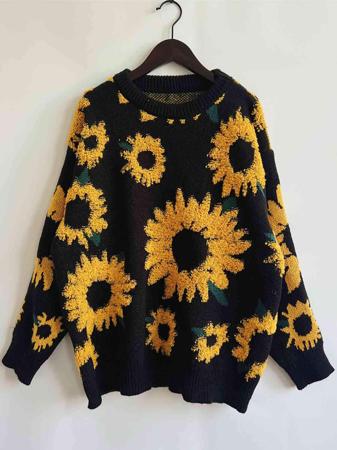 Sunflower Dropped Shoulder Long Sleeve Sweater - Charming Charlie