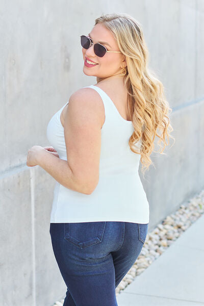 Basic Bae Full Size Square Neck Wide Strap Tank - Charming Charlie