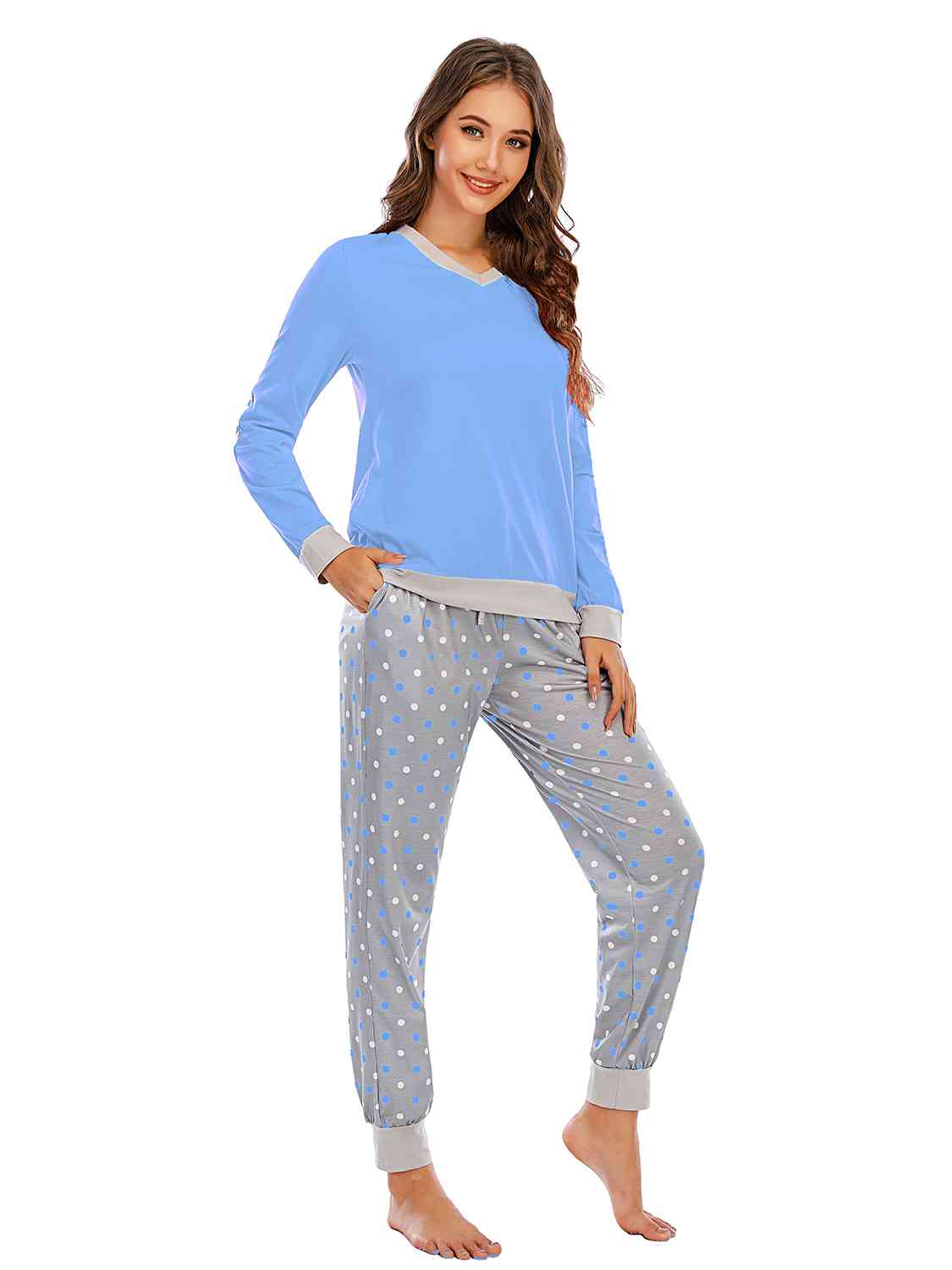 Long Sleeve Top and Polka Dot Pants Set - Charming Charlie