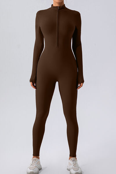 Half Zip Mock Neck Active Jumpsuit - Charming Charlie