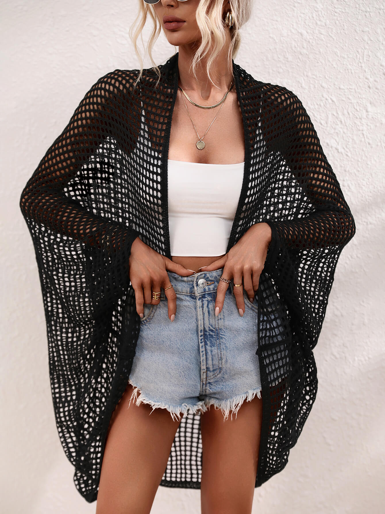 Openwork Open Front Longline Cover Up - Charming Charlie