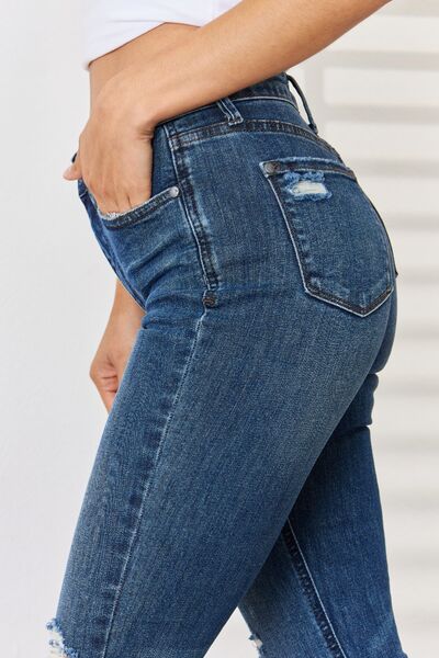 Judy Blue Full Size High Waist Distressed Slim Jeans - Charming Charlie