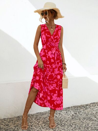 Tied Printed Surplice Tiered Dress - Charming Charlie