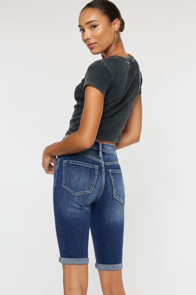 Kancan Full Size Cat's Whiskers Button Fly Denim Shorts - Charming Charlie
