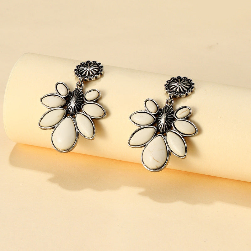 Artificial Turquoise Flower Earrings - Charming Charlie