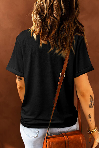Heart Round Neck Short Sleeve T-Shirt - Charming Charlie