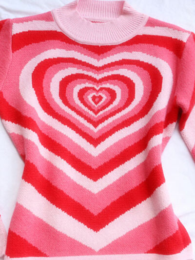Heart Mock Neck Long Sleeve Sweater - Charming Charlie