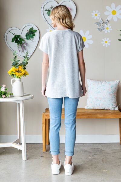 Heimish Full Size Pocketed Round Neck Short Sleeve T-Shirt - Charming Charlie