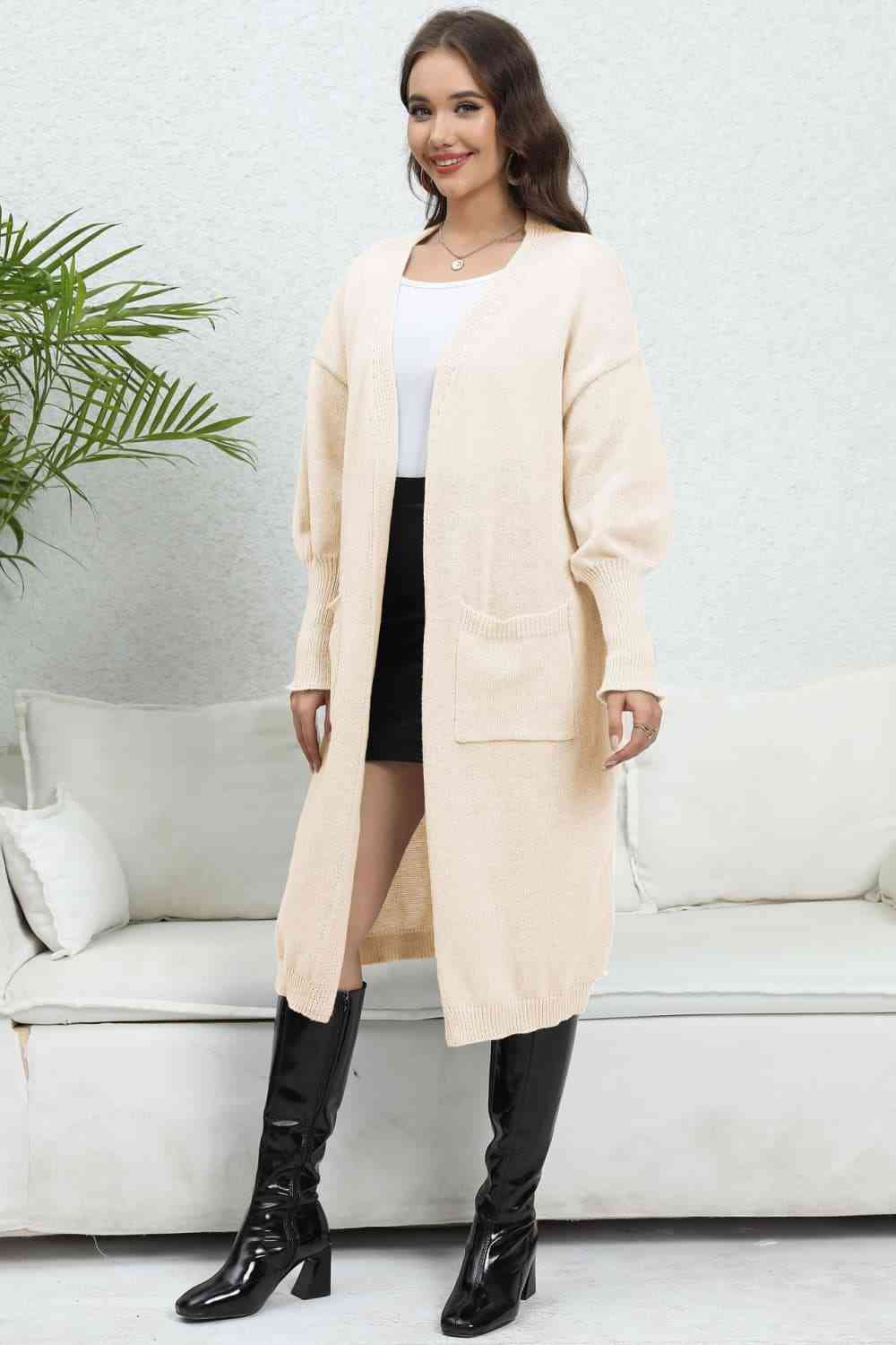 Open Front Dropped Shoulder Cardigan - Charming Charlie
