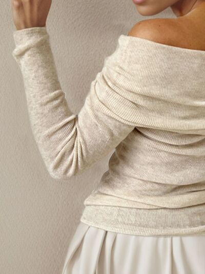 Off-Shoulder Long Sleeve Sweater - Charming Charlie
