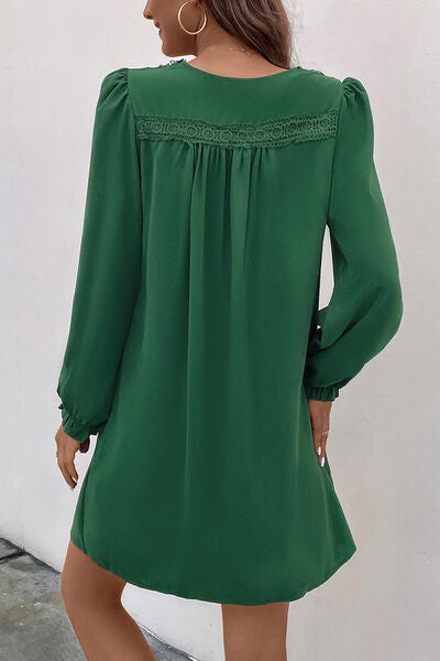 Ruched V-Neck Flounce Sleeve Dress - Charming Charlie